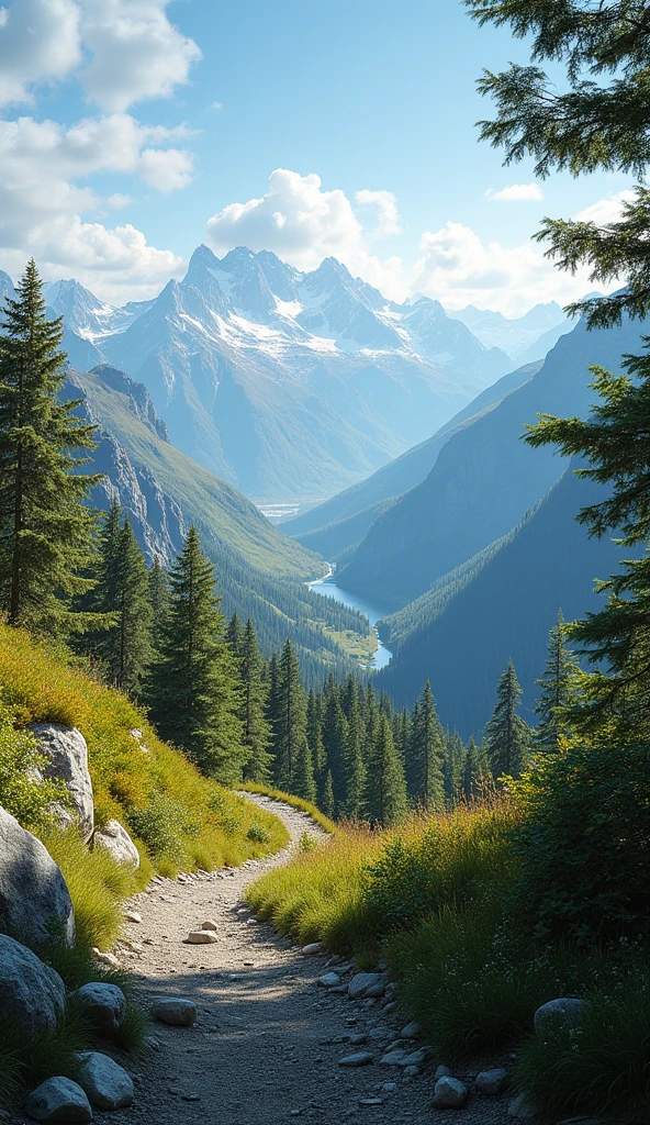 Mountain view in Dall e-3 style 