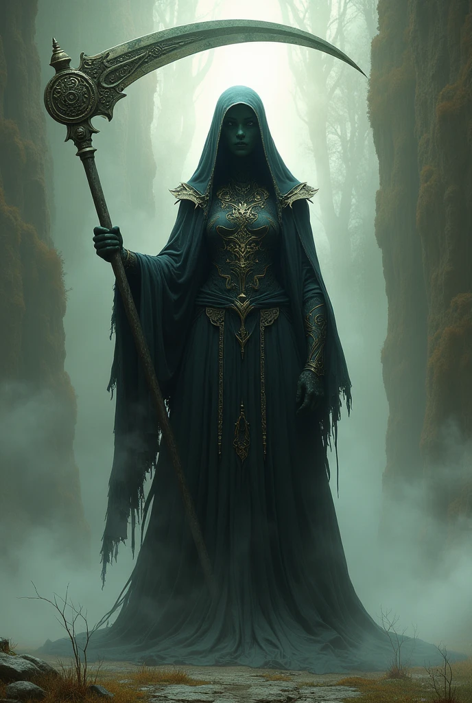 The Holy Death with her scythe and protection