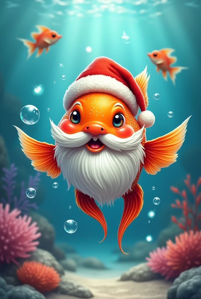 Santa claus Guppy Fish logo