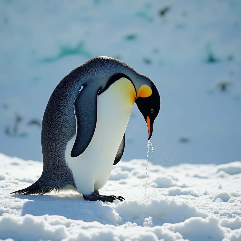 Realistic emperor penguin pooing
