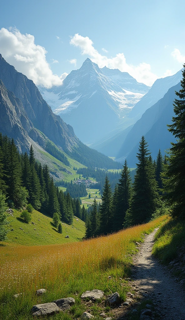 Mountain view in Dall e-3 style