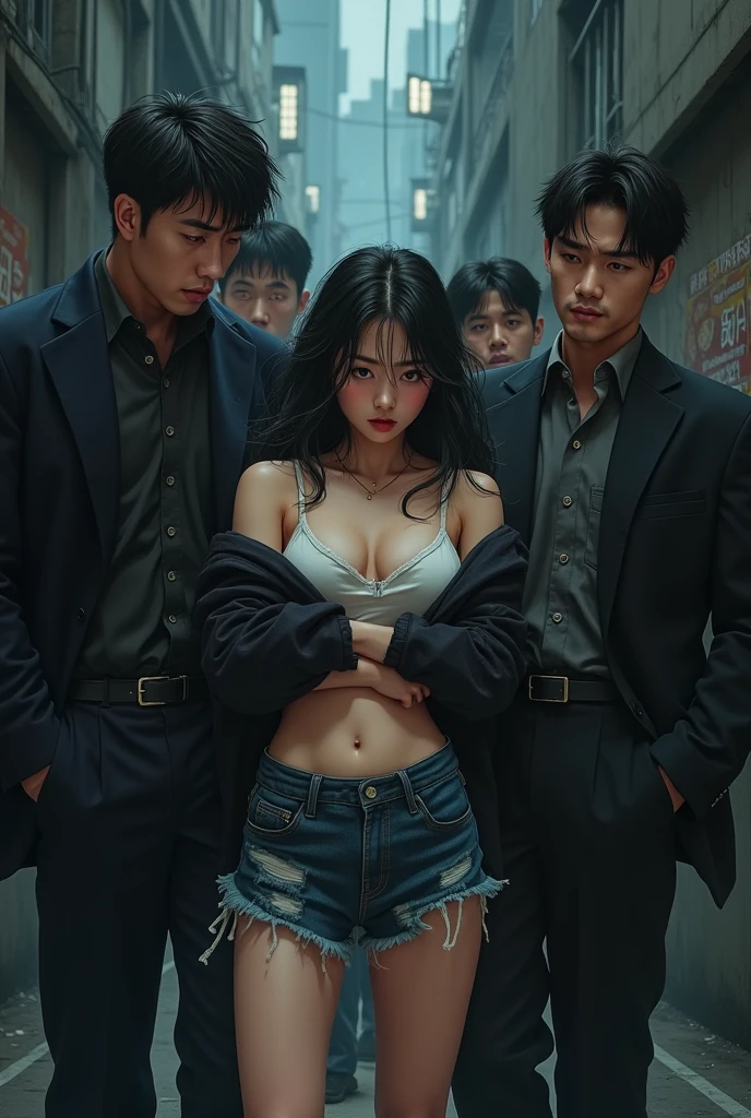 Some gangster were caught a korean hot girl and remove all his clothes