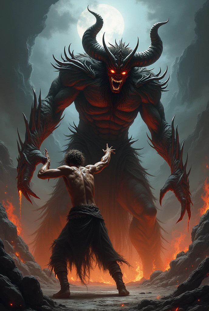 Hell king beating a men