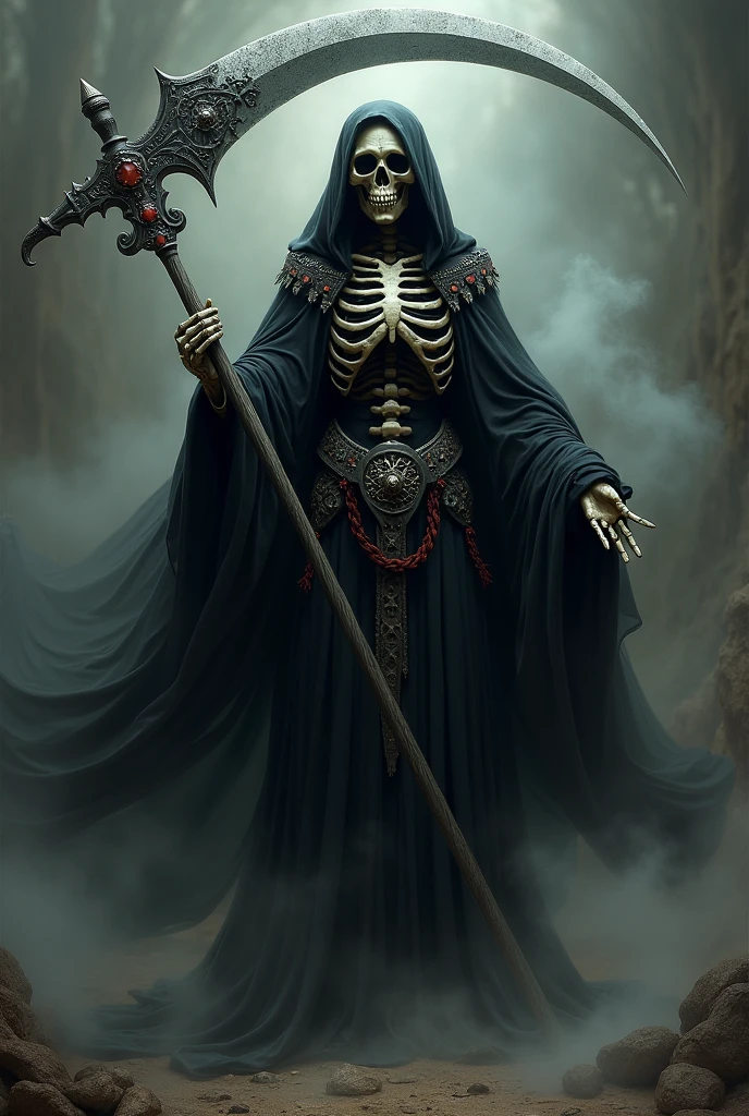Santa Muerte with her scythe and protection