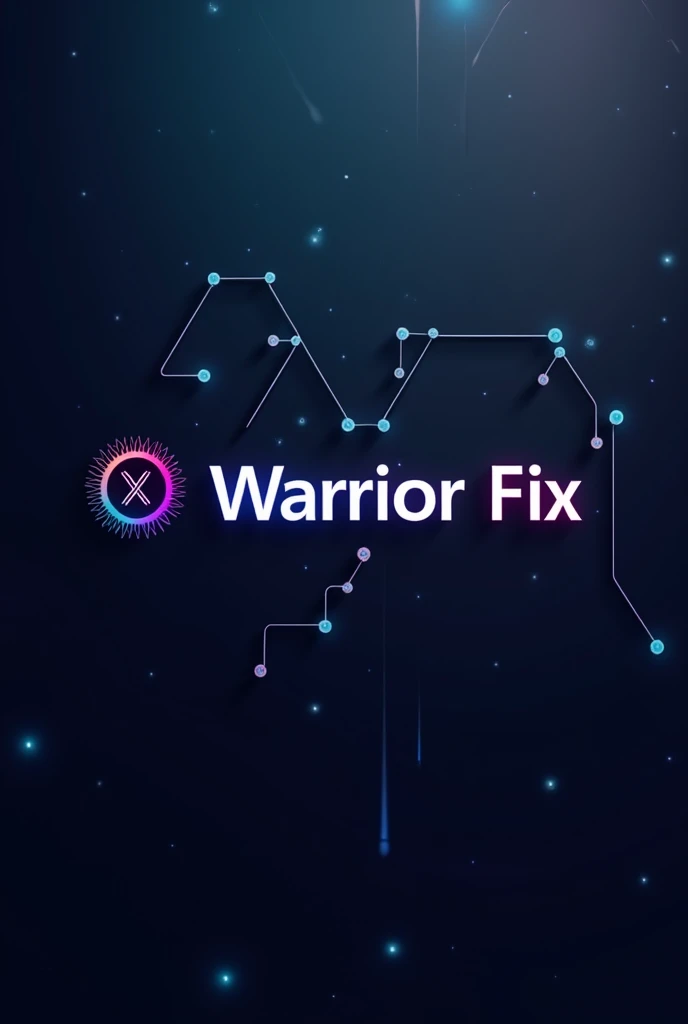 Design a logotype that encompasses the following: technical machinery, system engineering, bitcoin, blue and purple colors, name Warrior Fix, minimalist, with an electronic circuit.