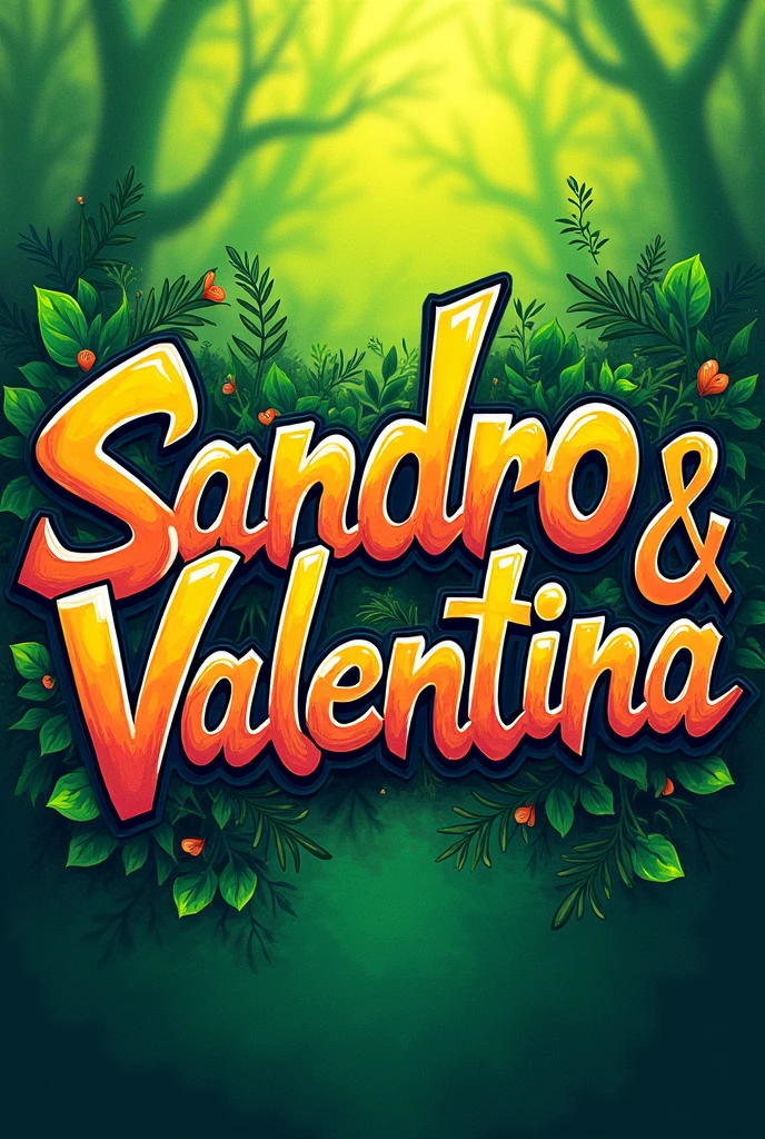 A green graffiti style with the name Sandro and Valentina