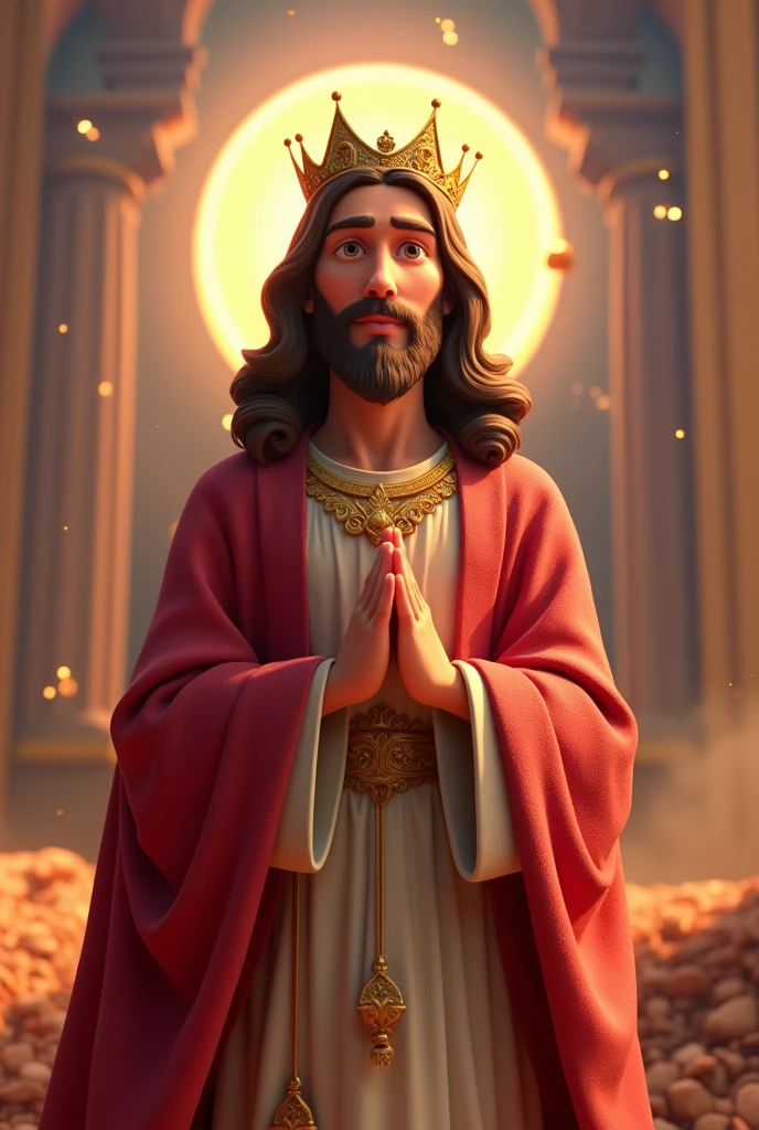 Jesus Christ the King looking at us Disney Pixar style, 3D