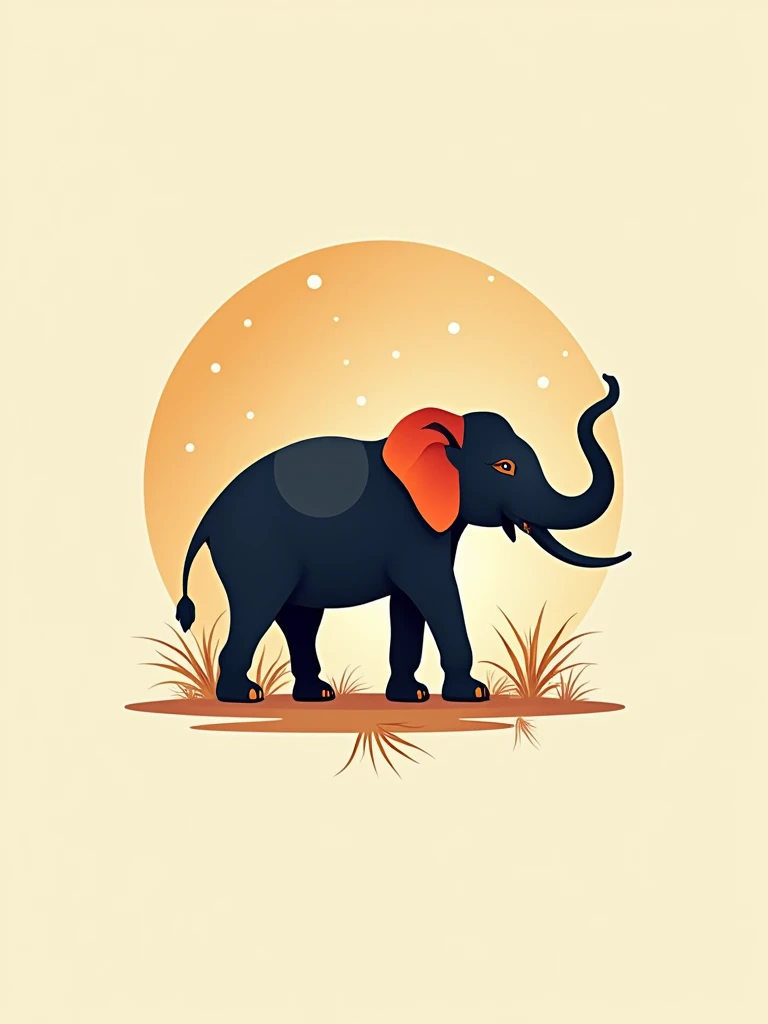 abstract vector image of an indian ethnic style elephant, flat image, side profile, colourful, minimal elephant, royal indian style, to be used in a logo, minimal style