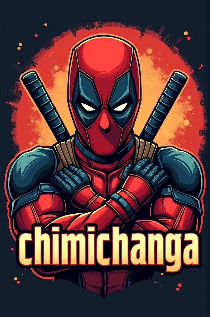 Logo related to Deadpool with the phrase chimichanga on a t-shirt
