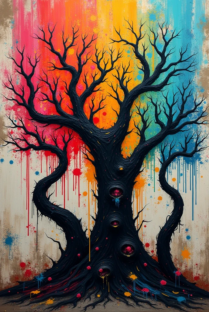 Create a drawing of trees in graffiti style