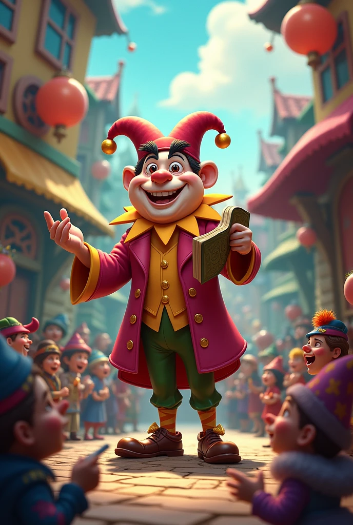 Create a character in a setting telling jokes 