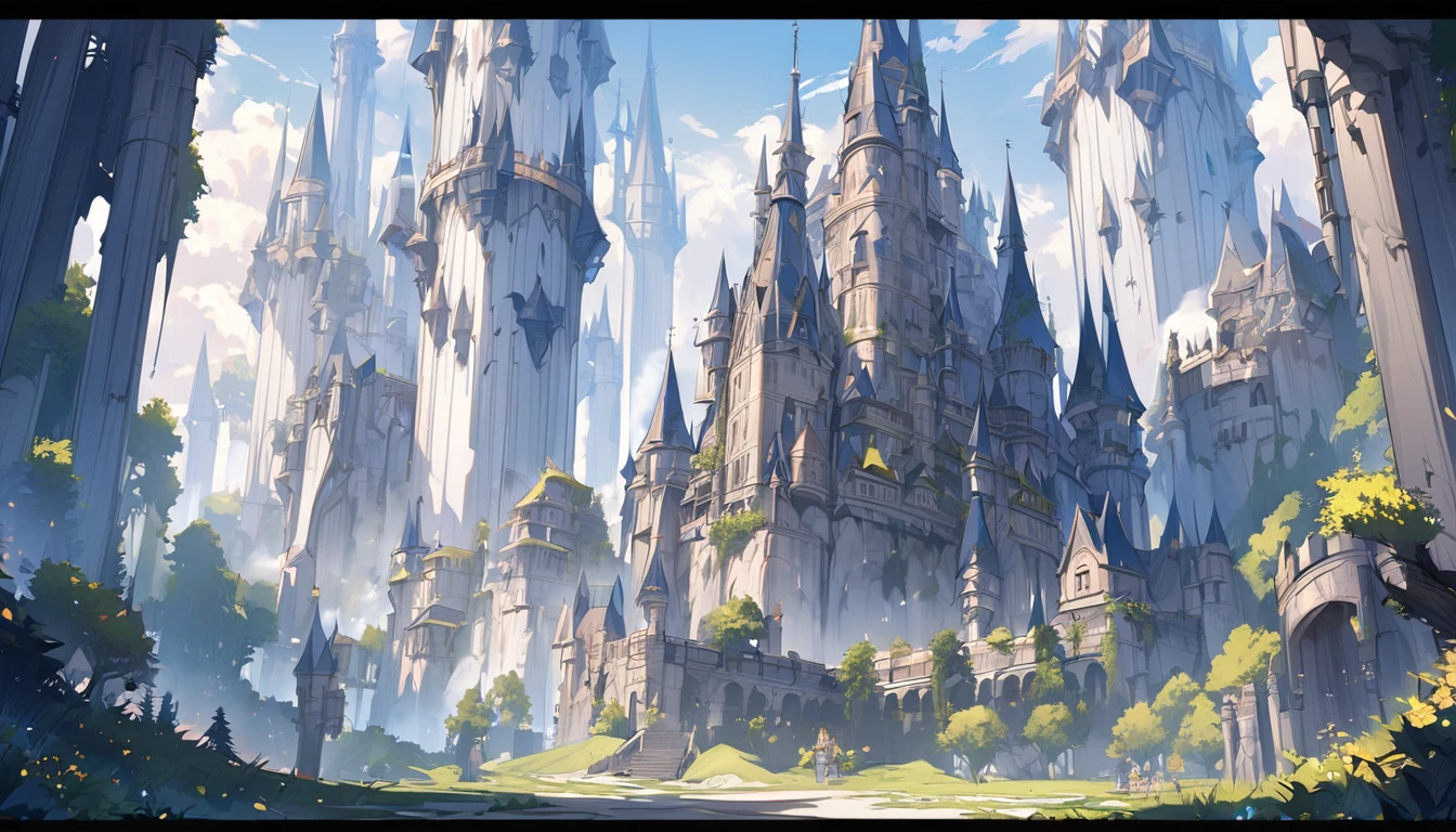 beautiful heaven, large castle, giant pilars