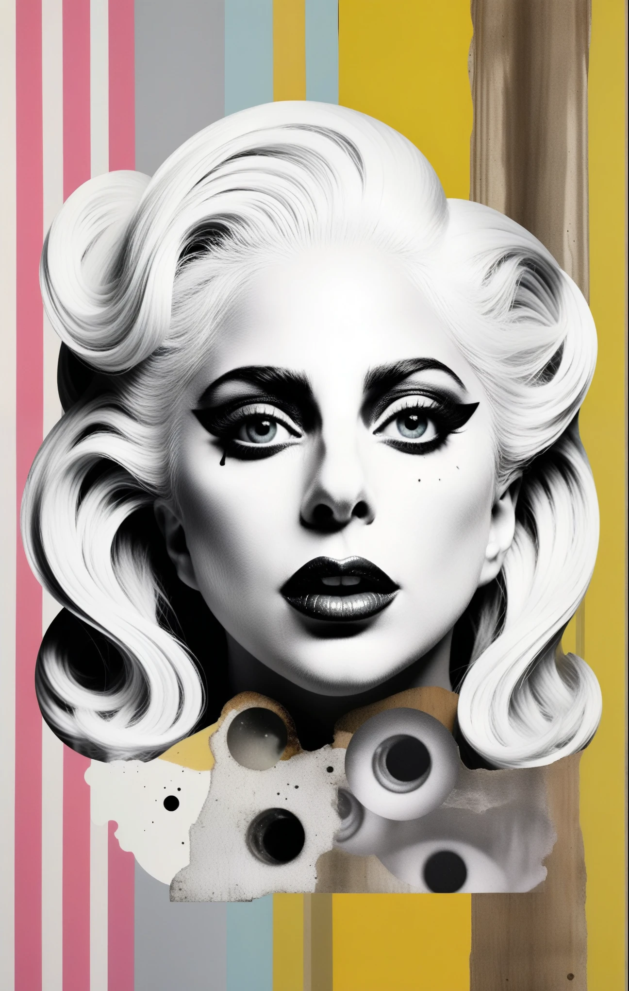 Lady Gaga a graphic design realized with a overprint effect , overprint_effect , two different images overlayed