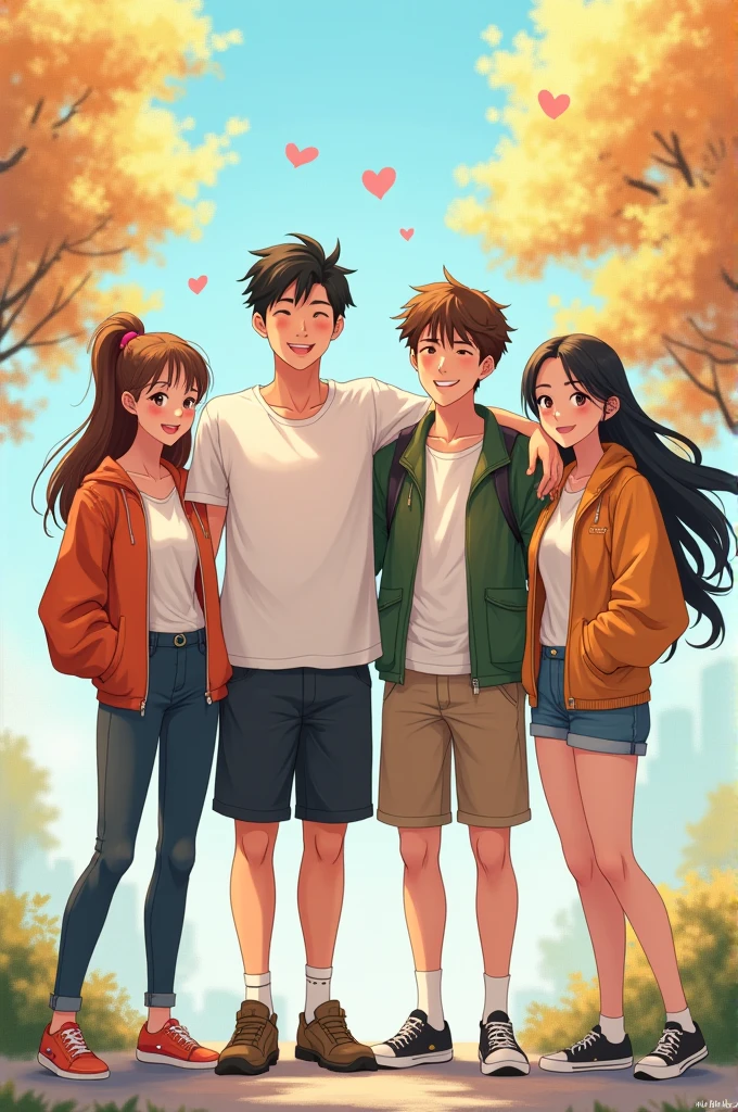 Imagine in anime
1 chubby guy 1 lean guy and 2 girls who are friends forever in a photo