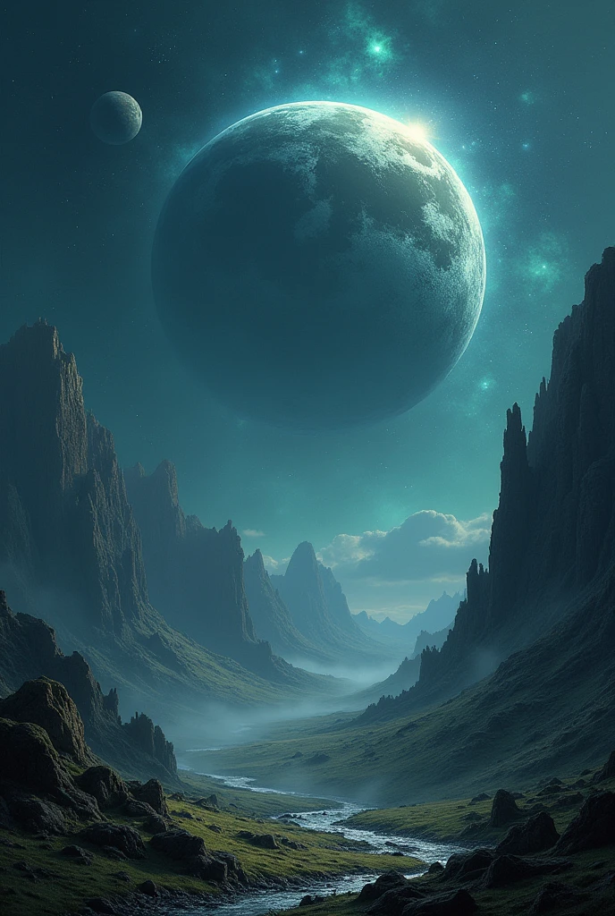 There'There is a planet in the middle, Lovecraftian inspiration, Lovecraftian宇宙恐惧, Lovecraftian hellscape, Cosmic Fantasy Horror, Lovecraftian氛围, Lovecraftian, a planet in space, nobody
