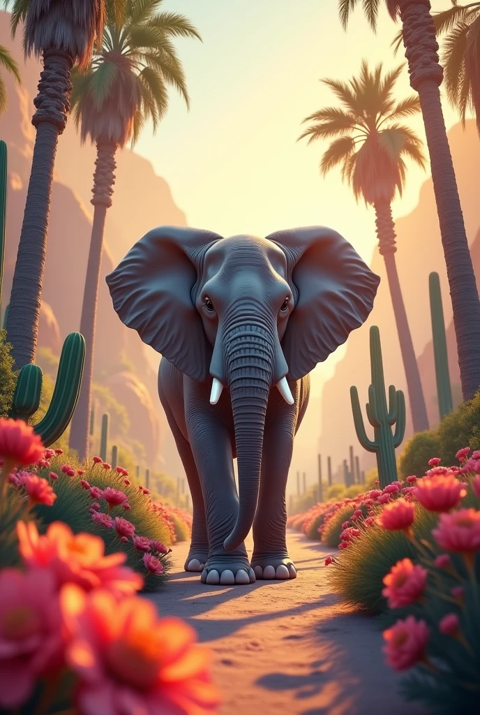 Elephant flowers warm Touch Desert sun urban palmtrees cactus mystic