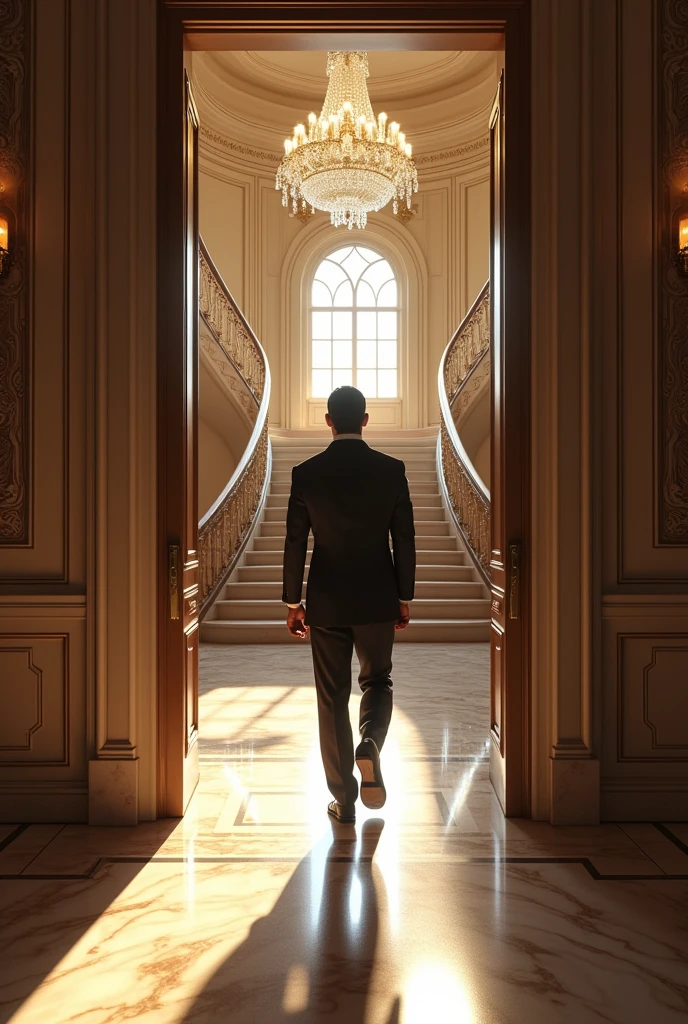 Man entering luxurious house