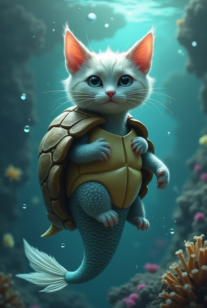 A mix of cat with turtle and a mermaid
That looks like a meme