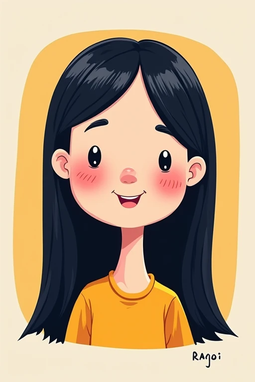 My cute and funny straight hair is made into a cartoon illustration