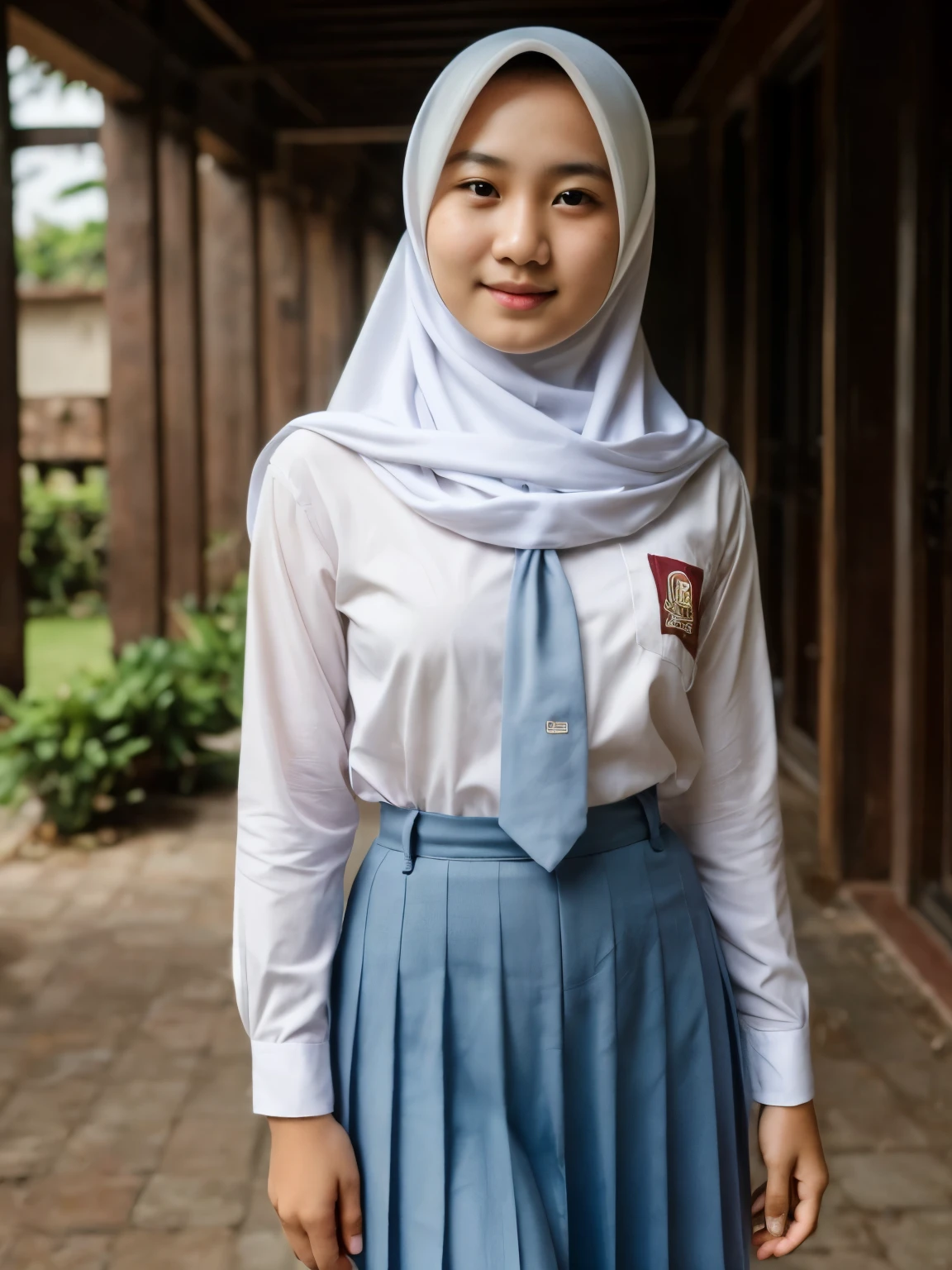beautiful Indonesian High school girl , (white hijab), young, seragamsmahijab, school, full body ,realistic, photorealistic, photo-realistic:1.37, (best quality,8k,highres,masterpiece:1.2),ultra-detailed,HDR,UHD,studio lighting,extreme detail description,professional,vivid colors