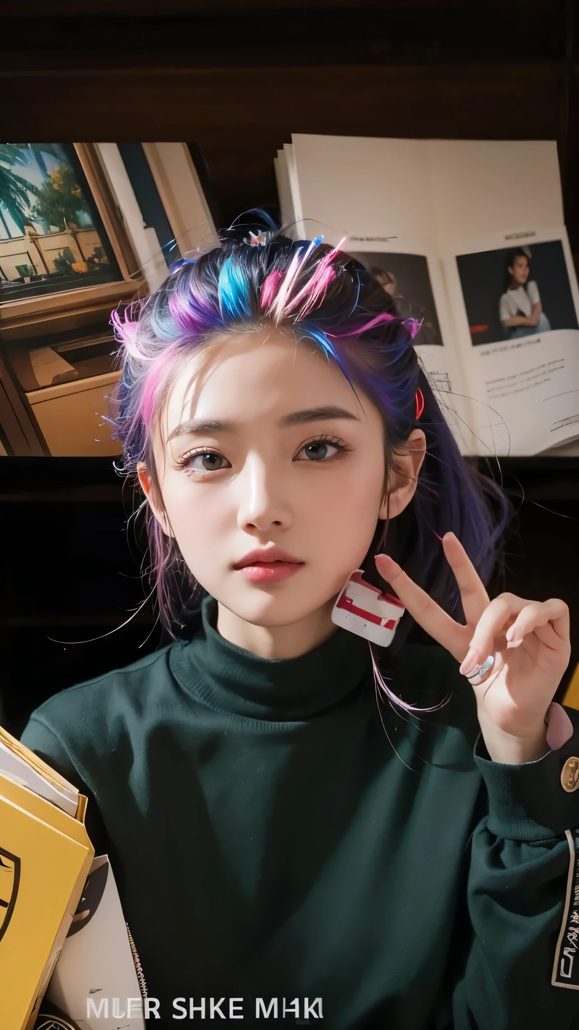 ((BEST quality, 8k, Masterpiece:1.3)), up per body,, Sharp focus:1.2, Beautiful Woman with perfect figure, higly detailed facial and skin teksture, Detail eyes, double eyelids,interior view,