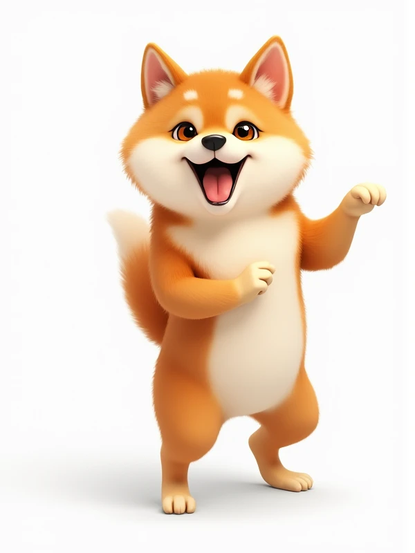 He's a Shiba Inu dancer、Cool pose、He has the cutest appearance in the world.、Background is white、Bipedal、looking at the camera、More realistic Shiba Inu