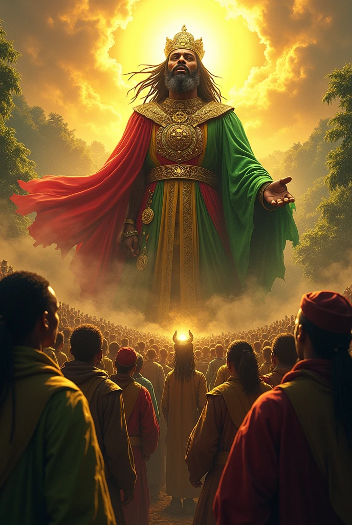 Album cover with jah rastafari and his immense powerful army exalting rastafari