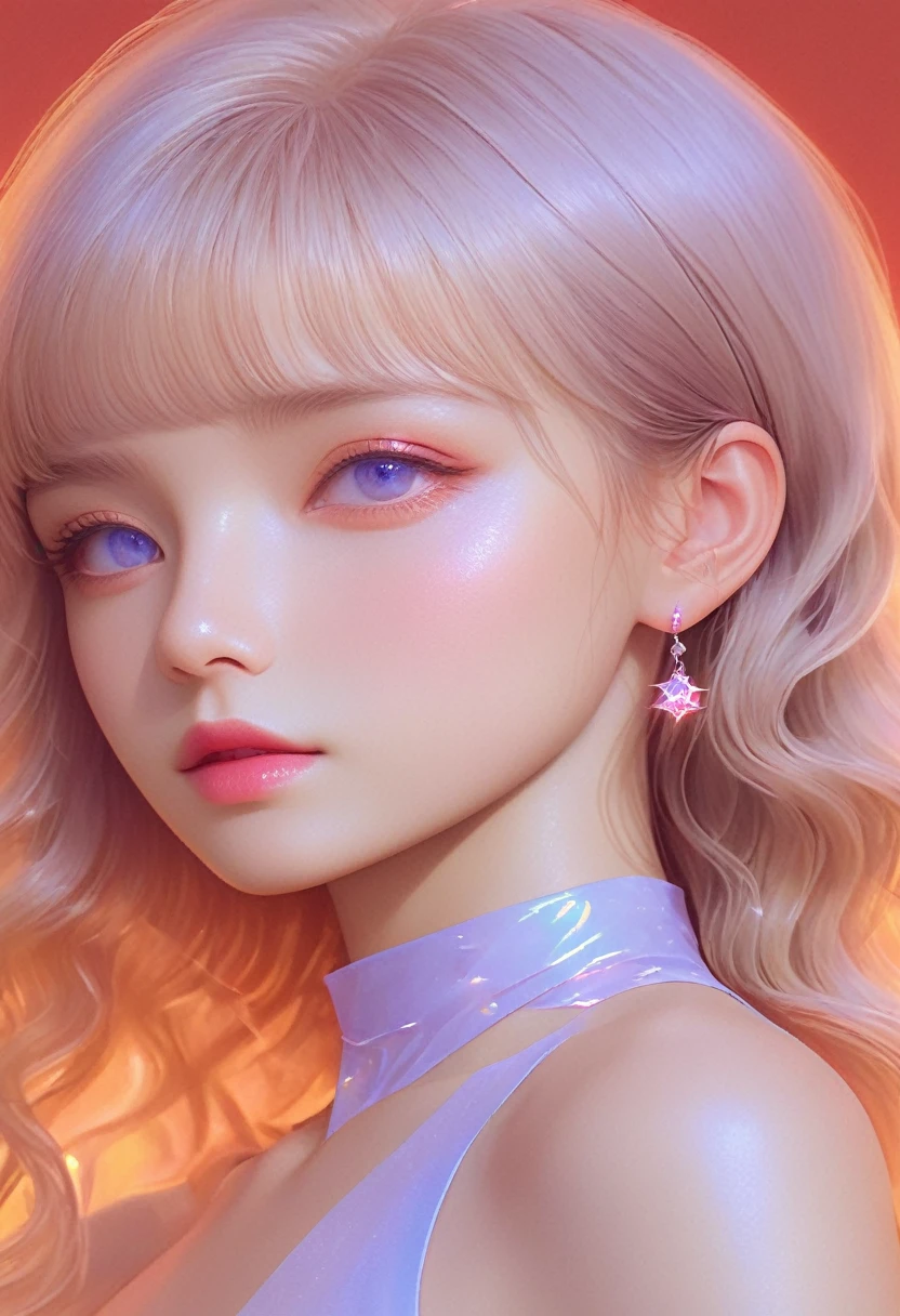 Fluorescent Color, 1 girl, Look to the side, Pretty Face, beautiful eyes, (Shoulder: 1.2), Upper Body, Shiny hair, Glowing skin, Reduce glare emissions, The fingers are in good proportion, dark, Throw, Dynamic Angle, (((Main Part))), (((Better quality))), ((Ultra Detailed)), (illustration), (Detail Light), ((Extremely exquisite and beautiful)), dramatic_shadow, Rays_track, reflection, Ultra-high resolution, laser, Red Cliff