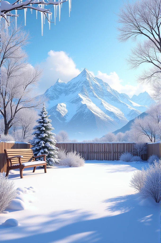 A beautiful backyard with snowy Mountain View