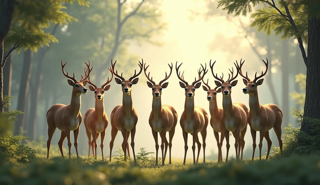 10 majestic deers standing gracefully 