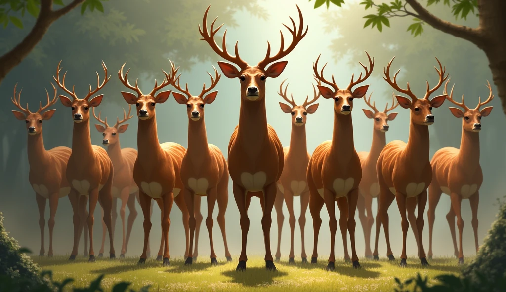 10 ten majestic deers standing gracefully