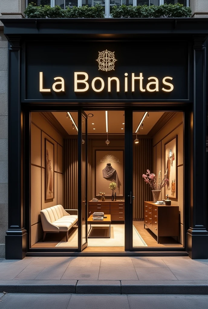 create an branded fashion expensive store that is called La Bonitas with an logo