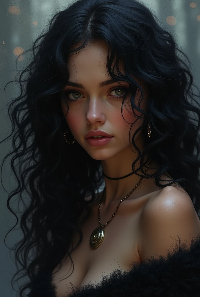 Zodiac sign of a girl "Scorpio" a very beautiful girl with long black curls 
