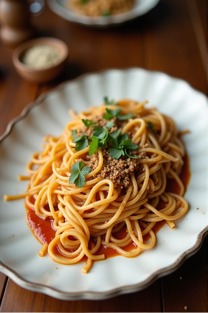 Plate with noodles