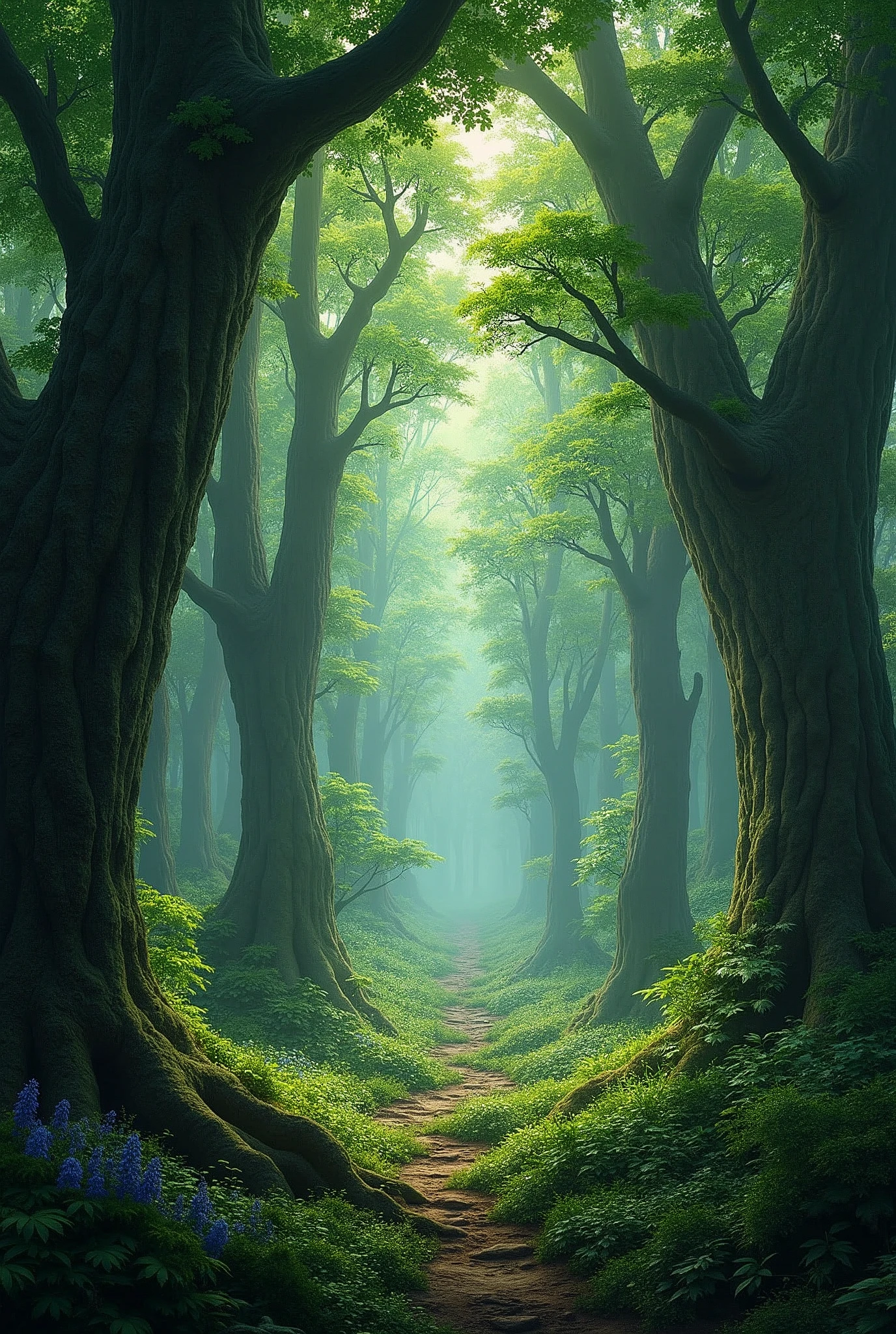 generate a picture of a realistic forest 