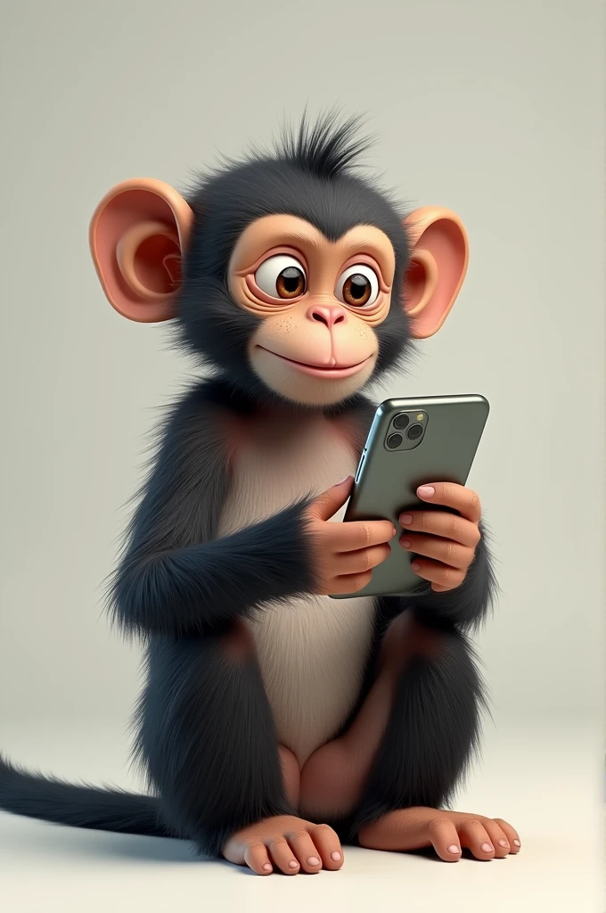 creates an image of a monkey typing on a cell phone