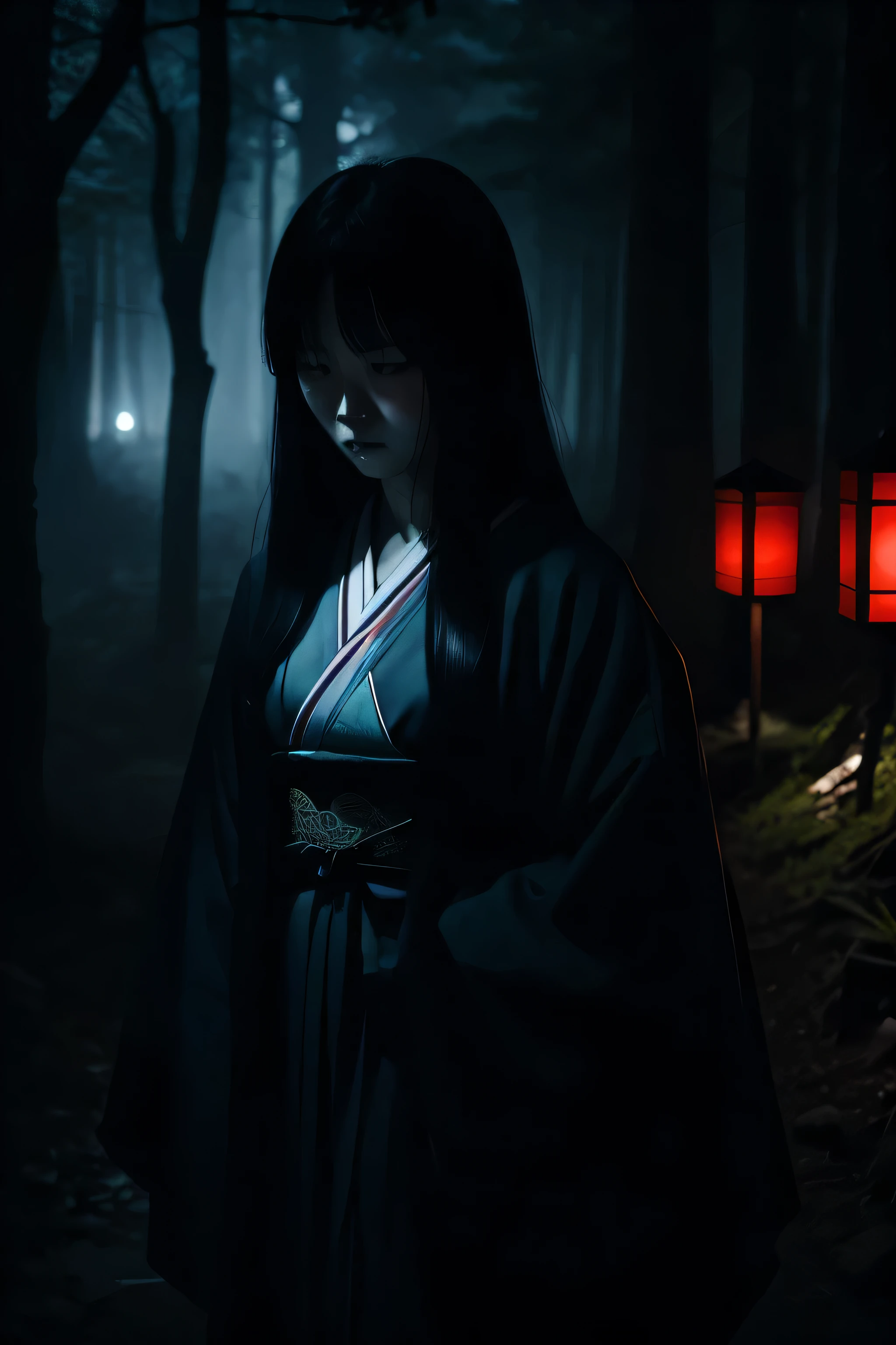 Japanese Horror,Ghost woman,Spiritual,curse,BREAK山,forest,Ox Three Times,Late Night,