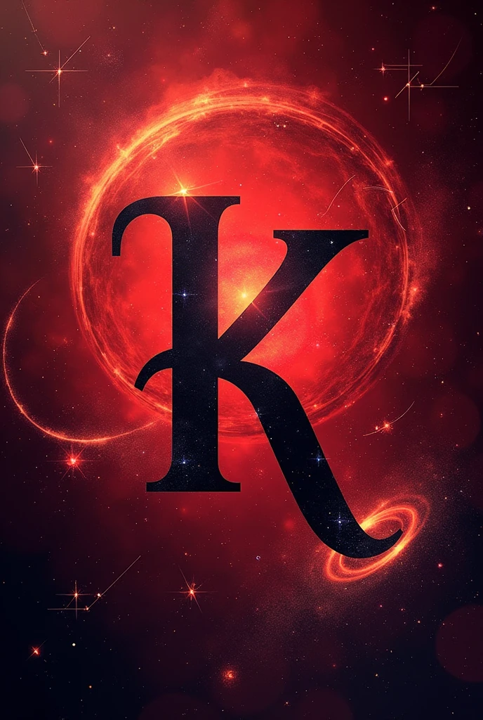 A creative image with the logo in letter font with red background space, where are there universes constellations 