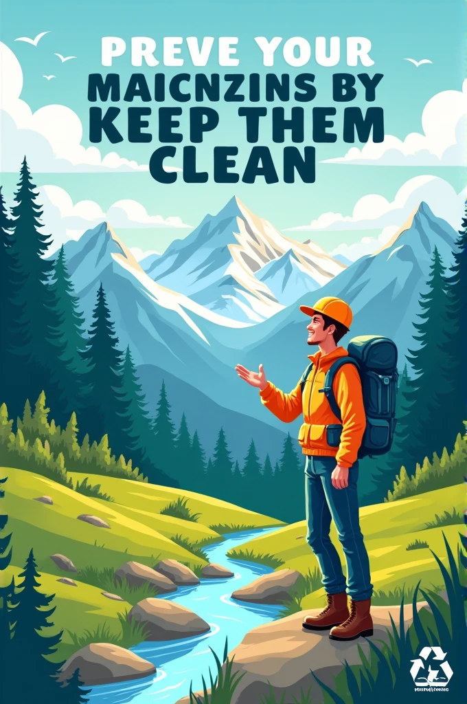 Make a easy poster asking tourists and mountaineers to keep the mountains clean. (The poster needs to be colourful and attractive with a short and direct message