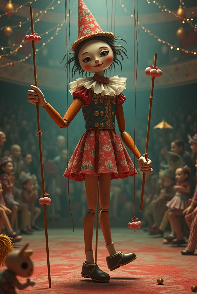 artwork inspired by Petrushka using any contemporary medium of arts (circus)