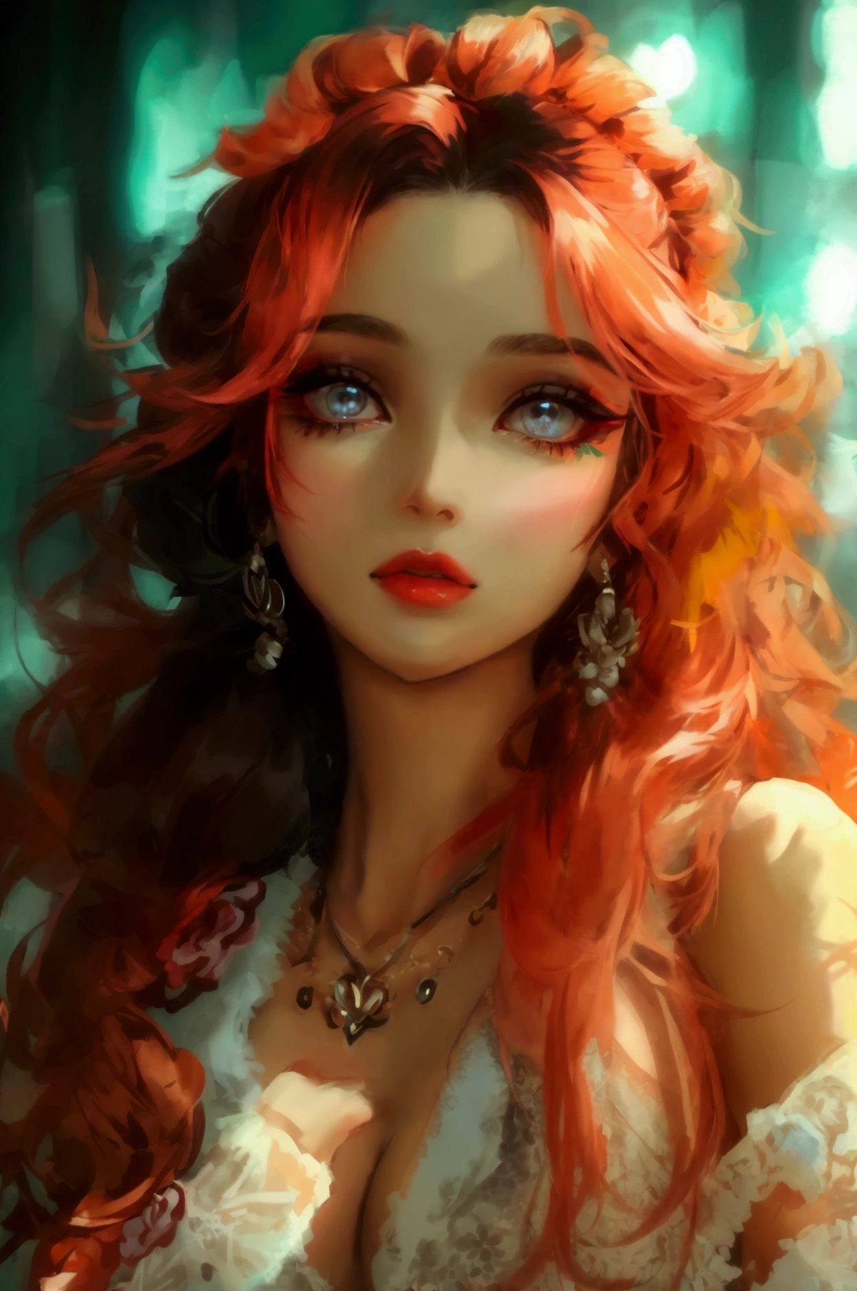 Long, thick hair that she often styles into fashionable hairstyles. Her eyes are large and expressive, with bright makeup. She keeps up with fashion trends and prefers stylish yet comfortable clothing. Her nails are often painted with bright nail polish, and she wears several delicate pieces of jewelry around her neck.