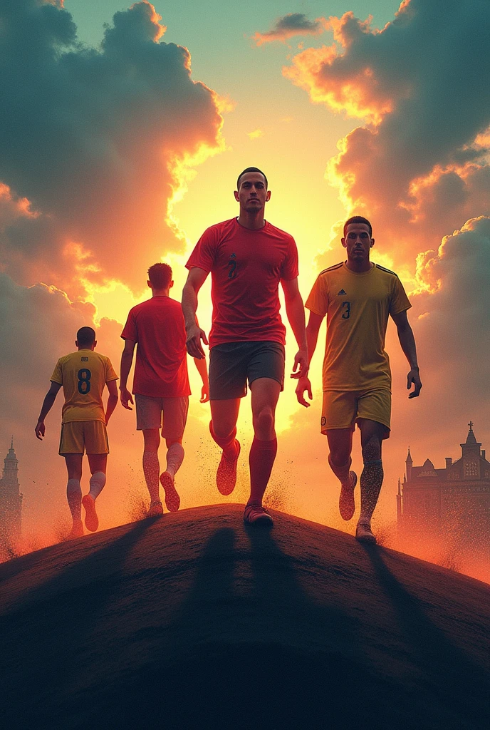 Create a striking artwork for a course with the theme: Paths to Shine in European Football. with the theme written in the image in Portuguese