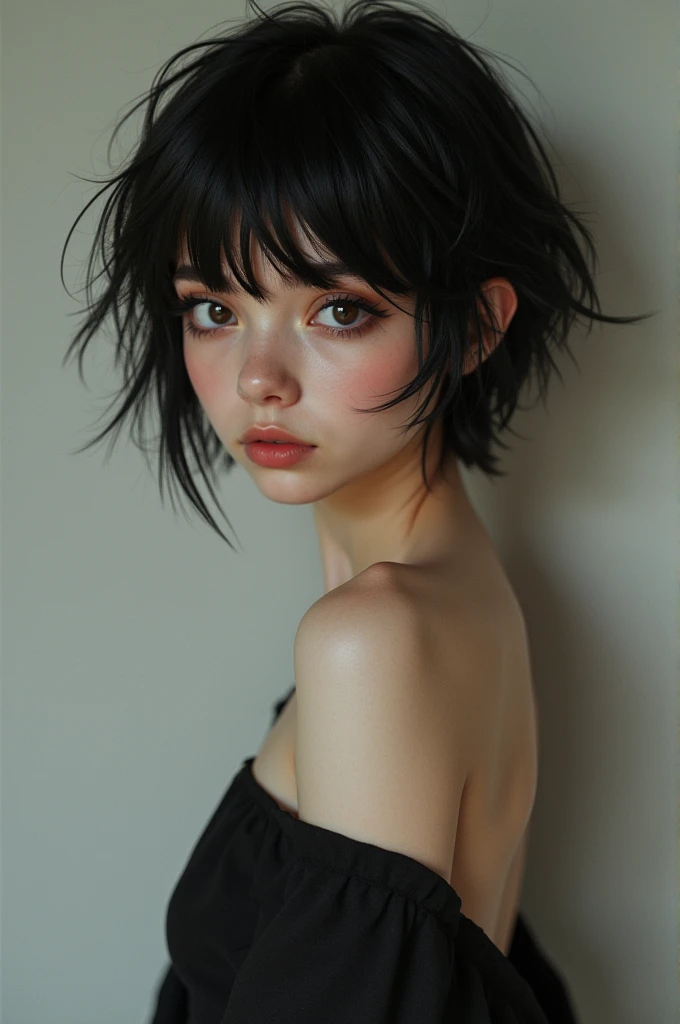 Cute sexy girl with short, emo hair
