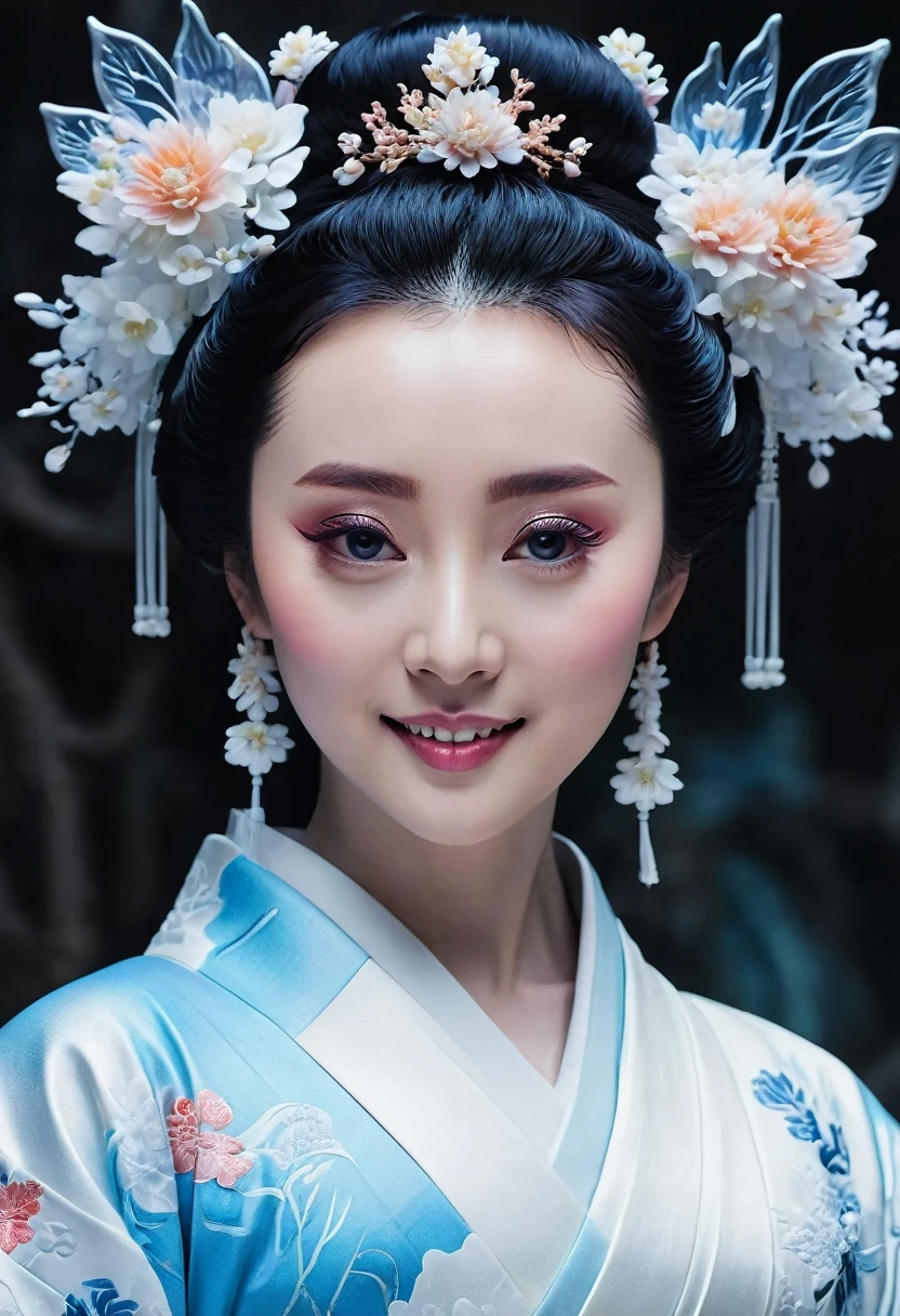 (Ice Sculpture:1.4),Movie Angle,(fan bingbing,  Ice Sculpture女孩,Anatomically correct,Full Body Love,杰作Ice Sculpture山茶花,Representative Works Hanfu,Smile,Sexy,全身Art,传统Art,Art,女王Art,令人惊叹的人体Art,Stunning Auditory Style,Traditional Japanese Girl,Japanese geisha, 日本Art品) 