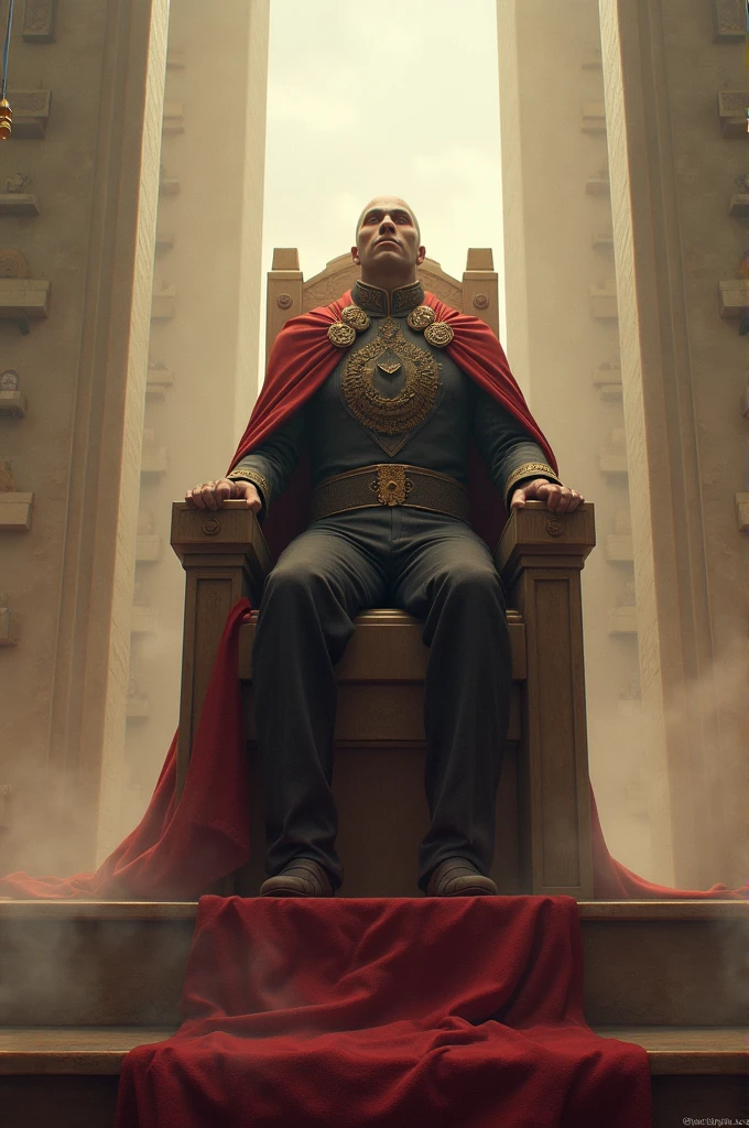 **Viñeta 6:**
(In the last vignette, the Supreme Leader looks at the horizon with a triumphant smile, while his throne begins to wobble.)
**Storyteller:** And so, in the Bolivarium empire, everything continues as always. With the Supreme Leader at the top... for now.