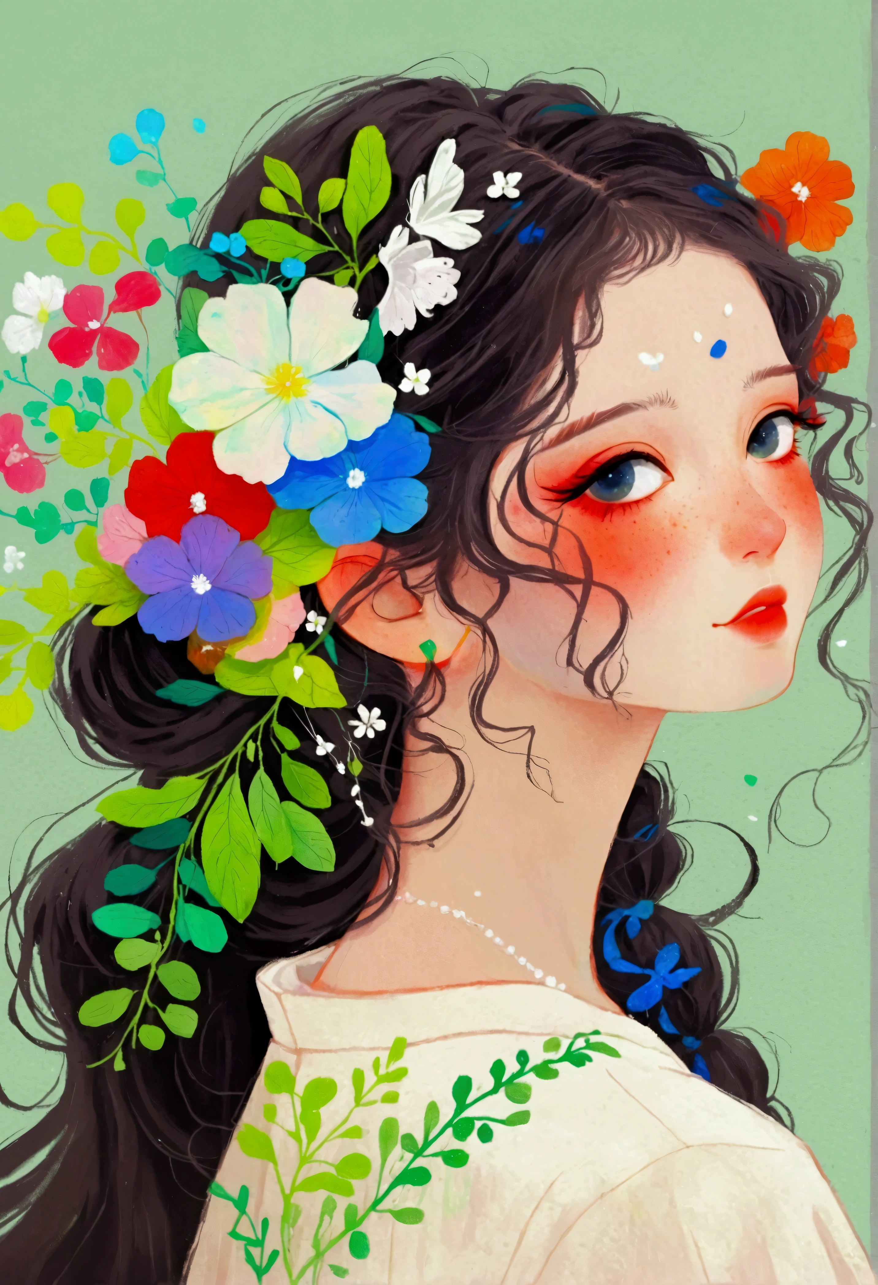 Anime girl with flowers and leaves in her hair, The art of math inspired by Yanjun Cheng, Popular on artstation, The art of math, artwork in the style of Gu Weiss, A beautiful artistic illustration, Beautiful art UHD 4K, Beautiful digital illustrations, Gu Weiss, Beautiful digital illustrations, beautiful The art of mathwork, Popular trends on artstration, Detailed 4k