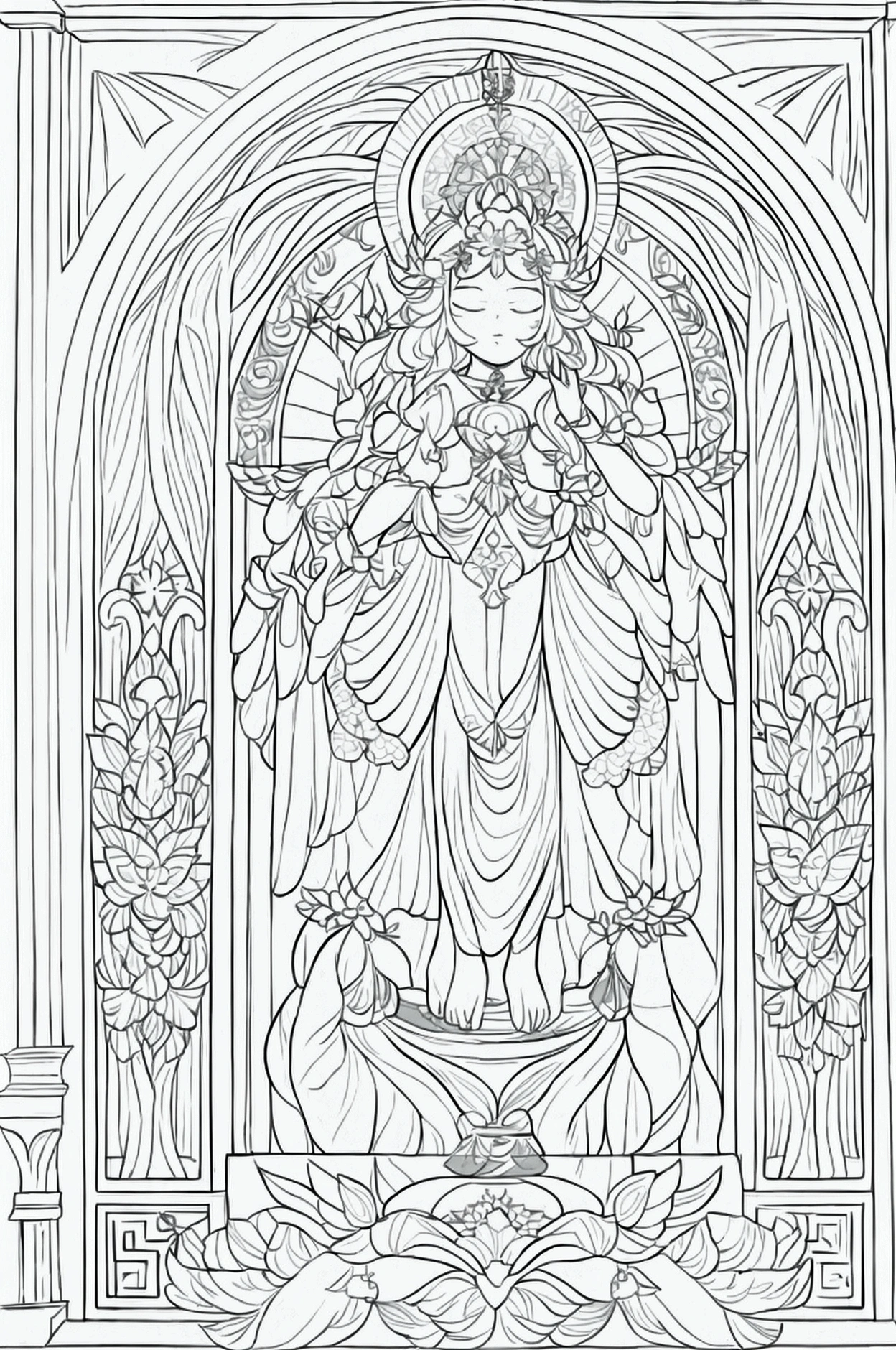 Line art carved ornamentals wood relief