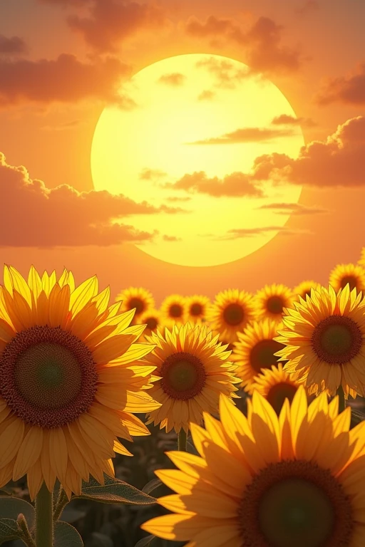 Beautiful sunflower illustration　Fantasy　under the sun