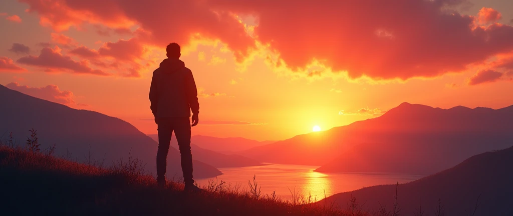 (photorealism:1.2), sunset silhouette