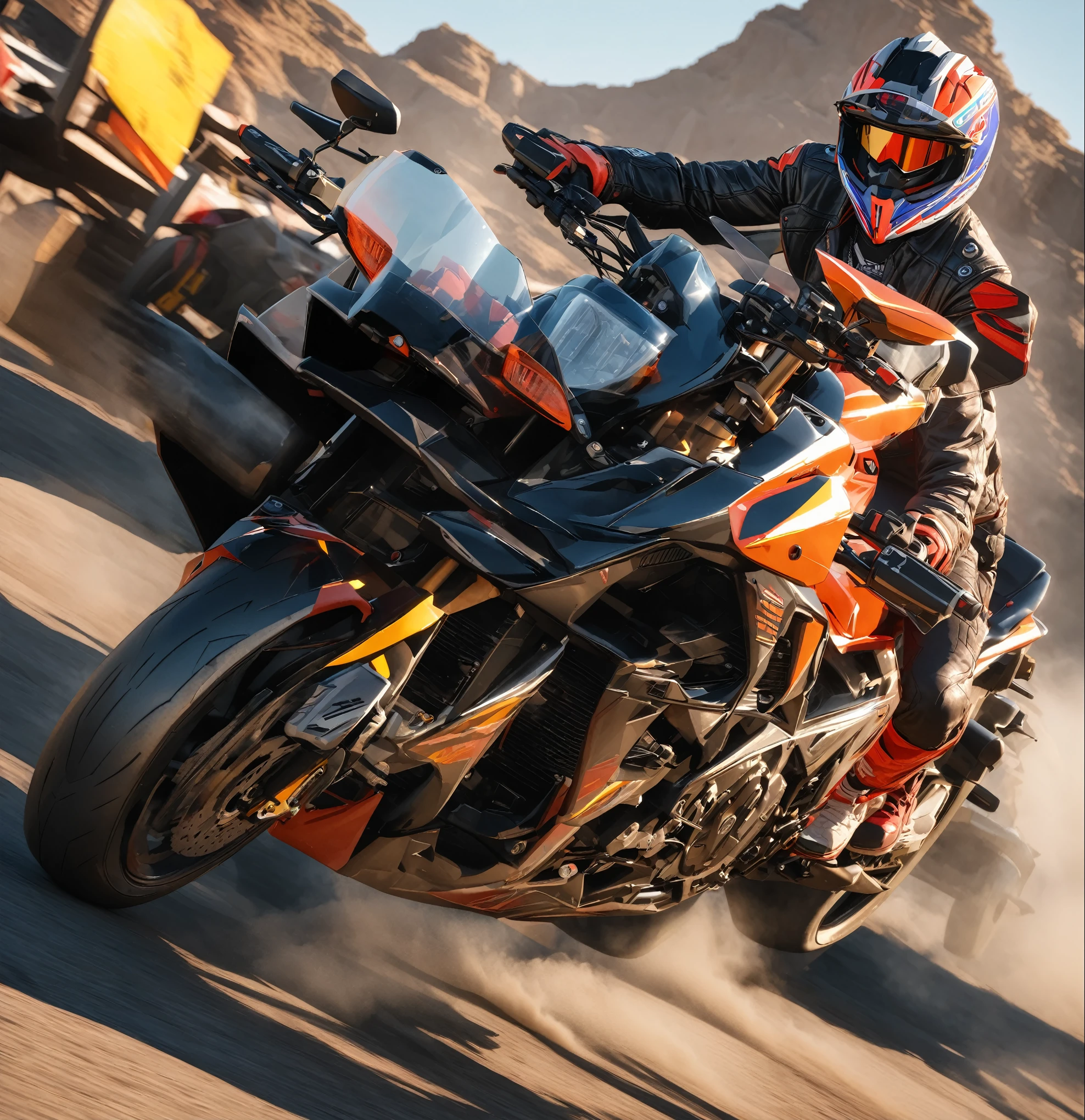 arafed motorcycle rider in a black leather jacket and helmet riding a motorcycle, riding a futuristic motorcycle, 坐在赛博朋克motorcycle上, daniel maidman octane rendering, photo realistic octane render, motorcycle, futuristic motorcycle, Octane rendering - N6, Realistically detailed octane rendering, Portraits, final octane render, 8k Octane comprehensive rendering, 8k Octane Rendering, 8 k octane render